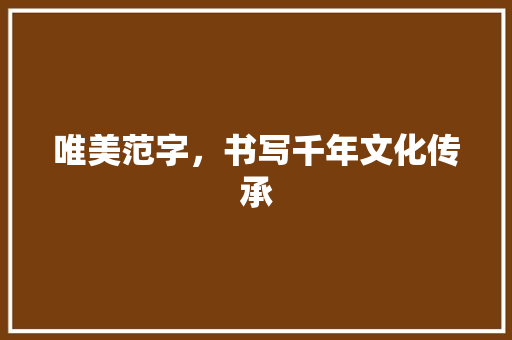 唯美范字，书写千年文化传承