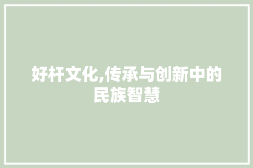 好杆文化,传承与创新中的民族智慧