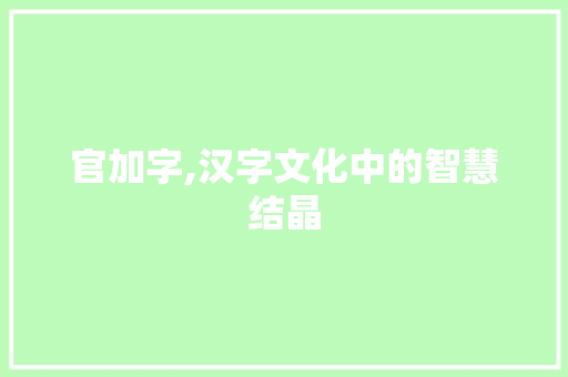 官加字,汉字文化中的智慧结晶