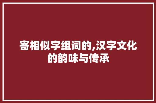 寄相似字组词的,汉字文化的韵味与传承