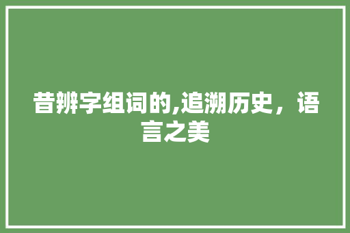 昔辨字组词的,追溯历史，语言之美