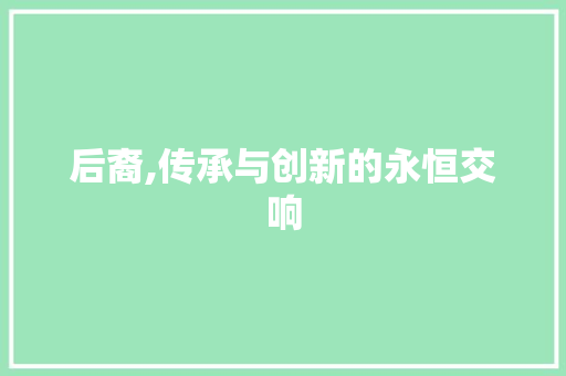 后裔,传承与创新的永恒交响