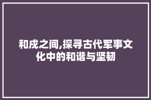 和戍之间,探寻古代军事文化中的和谐与坚韧