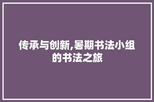 传承与创新,暑期书法小组的书法之旅