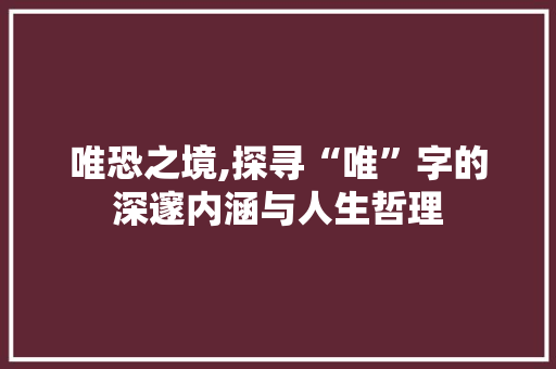 唯恐之境,探寻“唯”字的深邃内涵与人生哲理