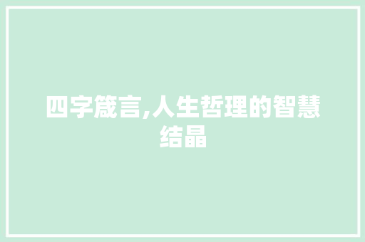 四字箴言,人生哲理的智慧结晶
