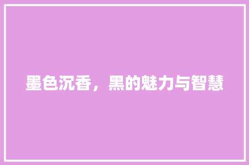 墨色沉香，黑的魅力与智慧