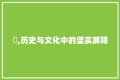 壘,历史与文化中的坚实屏障
