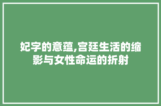 妃字的意蕴,宫廷生活的缩影与女性命运的折射