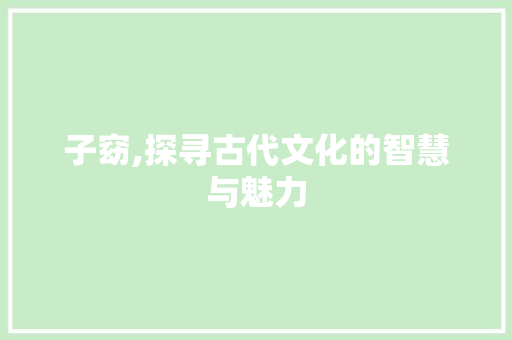 子窈,探寻古代文化的智慧与魅力