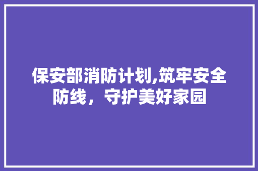 保安部消防计划,筑牢安全防线，守护美好家园
