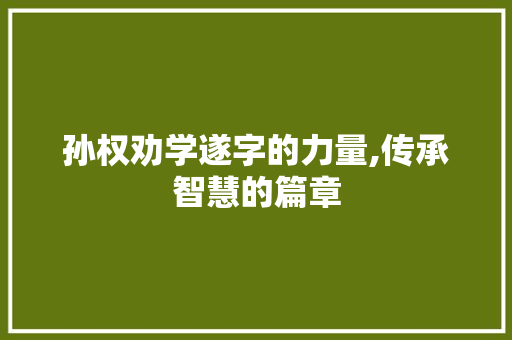孙权劝学遂字的力量,传承智慧的篇章