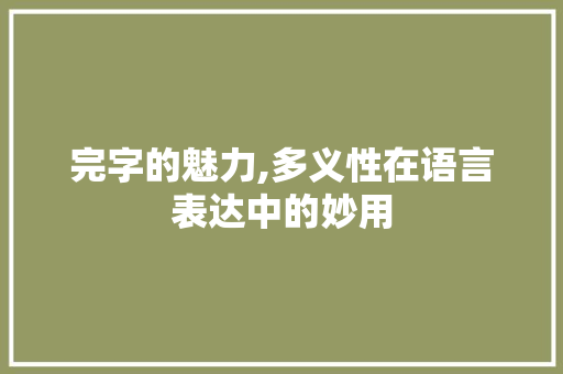 完字的魅力,多义性在语言表达中的妙用