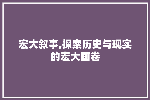 宏大叙事,探索历史与现实的宏大画卷