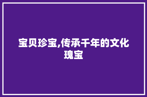 宝贝珍宝,传承千年的文化瑰宝