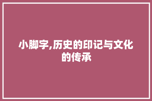 小脚字,历史的印记与文化的传承 生活类