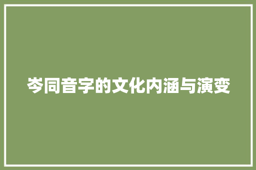 岑同音字的文化内涵与演变