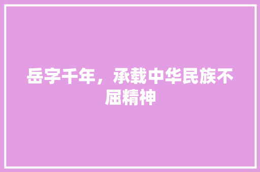岳字千年，承载中华民族不屈精神 生活类
