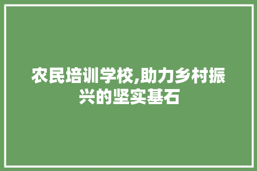 农民培训学校,助力乡村振兴的坚实基石
