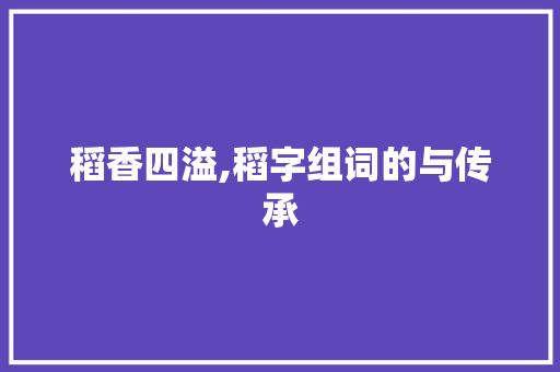 稻香四溢,稻字组词的与传承 工作报告