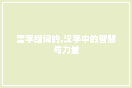 警字组词的,汉字中的智慧与力量 采访稿