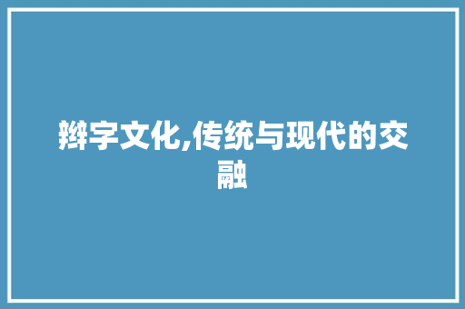 辫字文化,传统与现代的交融