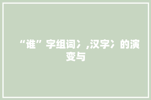 “谁”字组词冫,汉字冫的演变与
