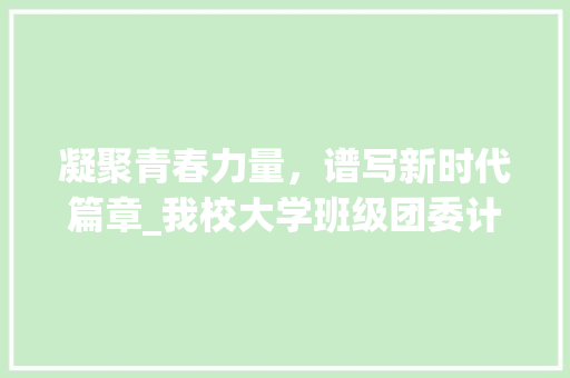 凝聚青春力量，谱写新时代篇章_我校大学班级团委计划全面实施