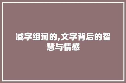 减字组词的,文字背后的智慧与情感