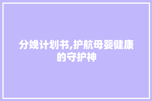 分娩计划书,护航母婴健康的守护神