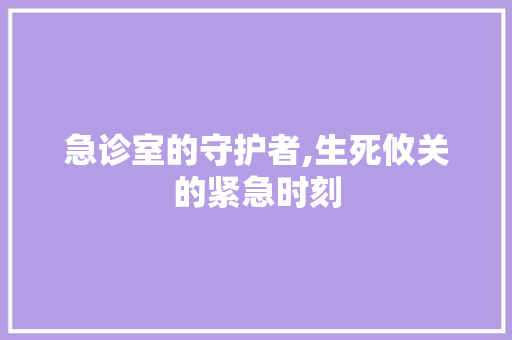 急诊室的守护者,生死攸关的紧急时刻