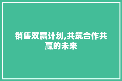 销售双赢计划,共筑合作共赢的未来