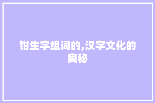 钳生字组词的,汉字文化的奥秘