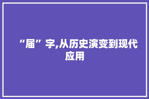 “届”字,从历史演变到现代应用