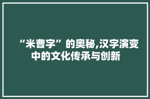 “米曹字”的奥秘,汉字演变中的文化传承与创新