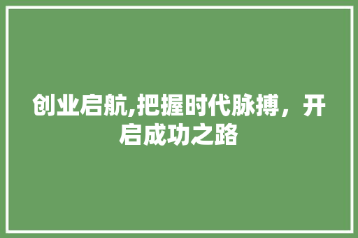 创业启航,把握时代脉搏，开启成功之路