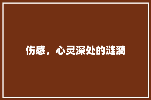 伤感，心灵深处的涟漪