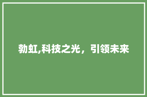 勃虹,科技之光，引领未来