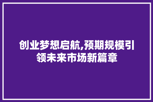 创业梦想启航,预期规模引领未来市场新篇章