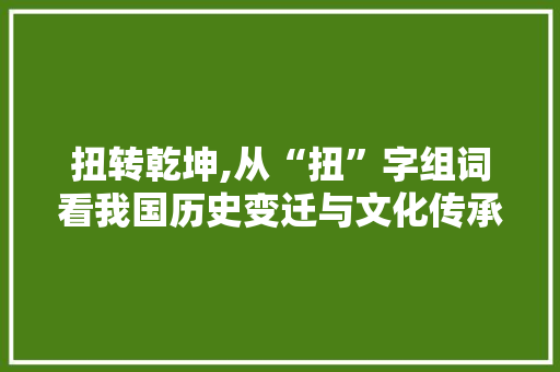 扭转乾坤,从“扭”字组词看我国历史变迁与文化传承