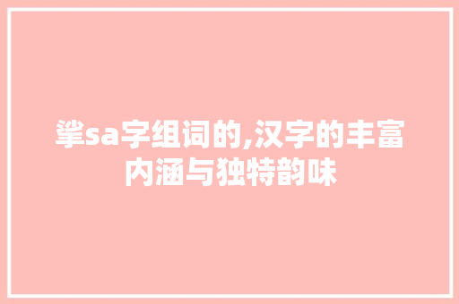 挲sa字组词的,汉字的丰富内涵与独特韵味 工作总结