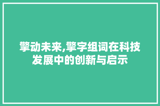 擎动未来,擎字组词在科技发展中的创新与启示