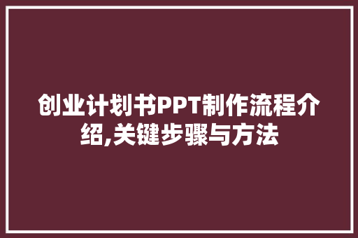 创业计划书PPT制作流程介绍,关键步骤与方法