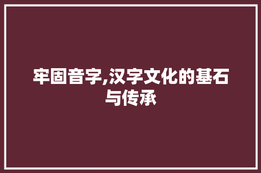 牢固音字,汉字文化的基石与传承