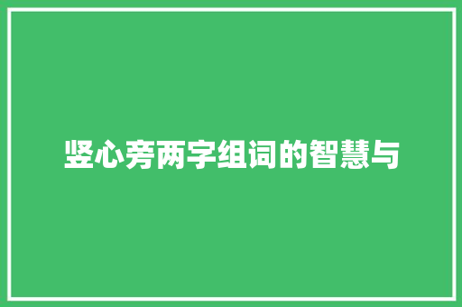 竖心旁两字组词的智慧与