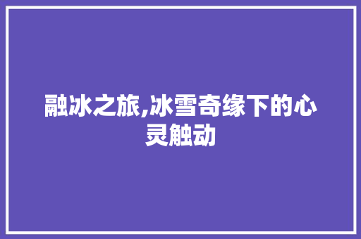 融冰之旅,冰雪奇缘下的心灵触动