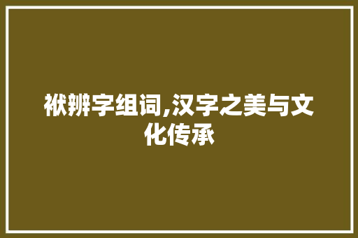 袱辨字组词,汉字之美与文化传承