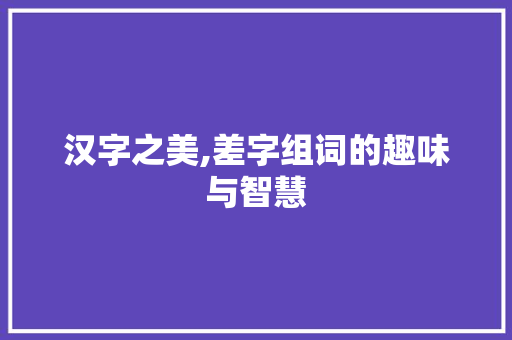 汉字之美,差字组词的趣味与智慧