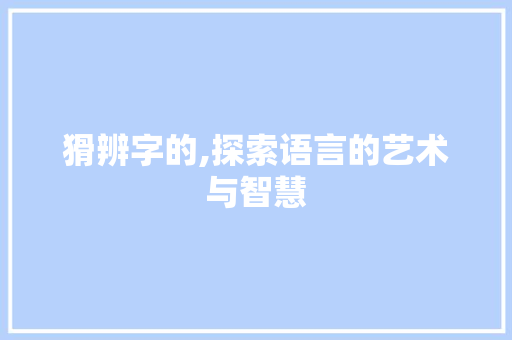 猾辨字的,探索语言的艺术与智慧