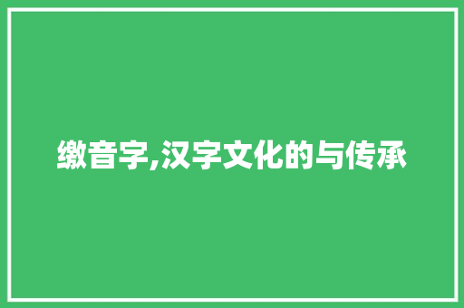 缴音字,汉字文化的与传承
